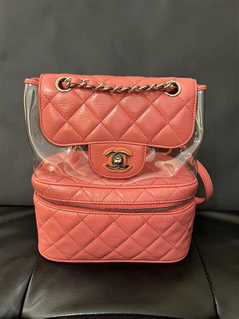 chanel crumpled calfskin pvc|CHANEL Crumpled Calfskin PVC Quilted Backpack Pink.